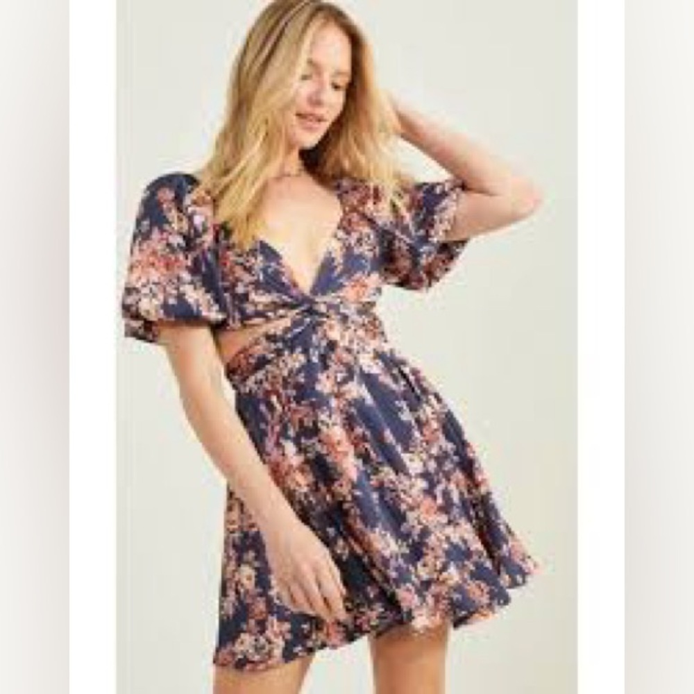 Altar’d State NWT Floral Navy Dress small